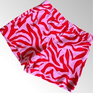 Spanx Zebra On The Go Dress Casual Shorts Size M Pink And Red Pull On‎ Shaper